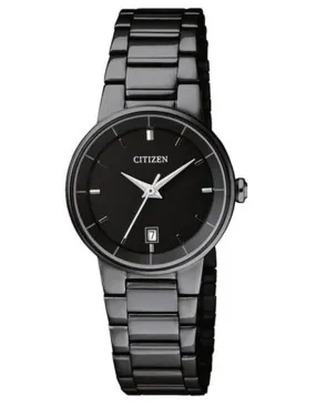 Citizen Womens Quartz SL - Black Case & Dial & Bracelet - Date - 50m