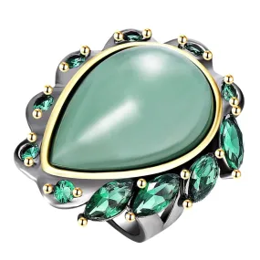 Classic Fall Winter Big Green Aventurine Ring