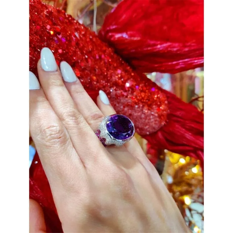 Classic Luxury Fashion Purple Oval Stone Ring