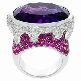 Classic Luxury Fashion Purple Oval Stone Ring