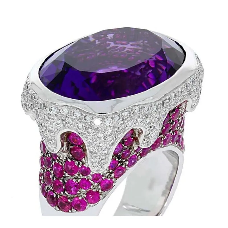 Classic Luxury Fashion Purple Oval Stone Ring