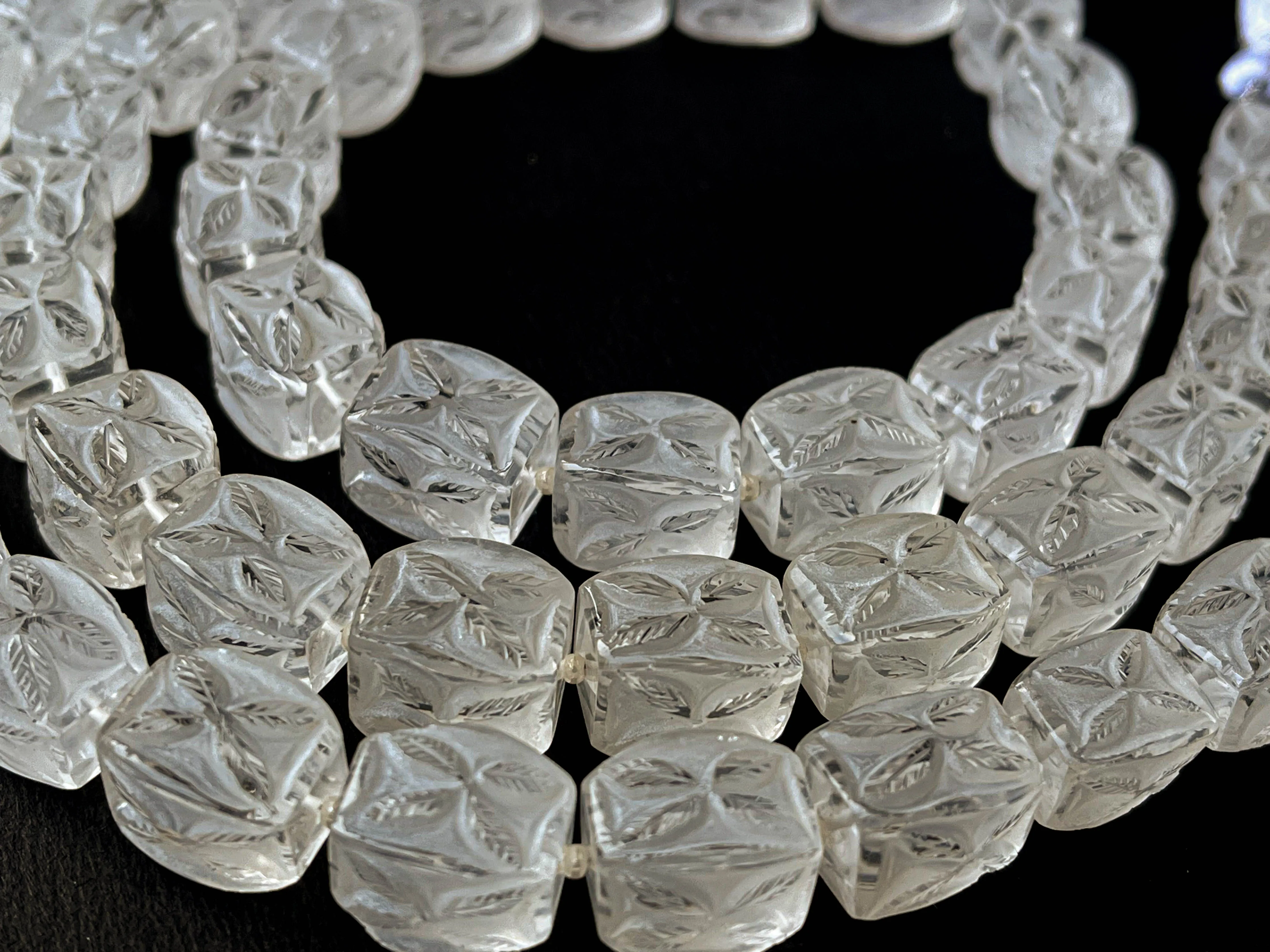 Crystal Quartz Leaf Cameo Frost Beads