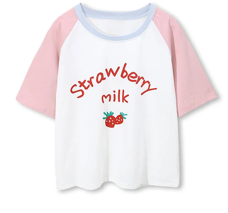 CUTE “STRAWBERRY MILK” SHIRT & SHORTS BY50099