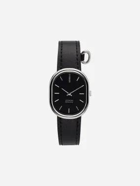 CYS1 Watch with Black & Silver Dial | Black Vegan Leather Strap