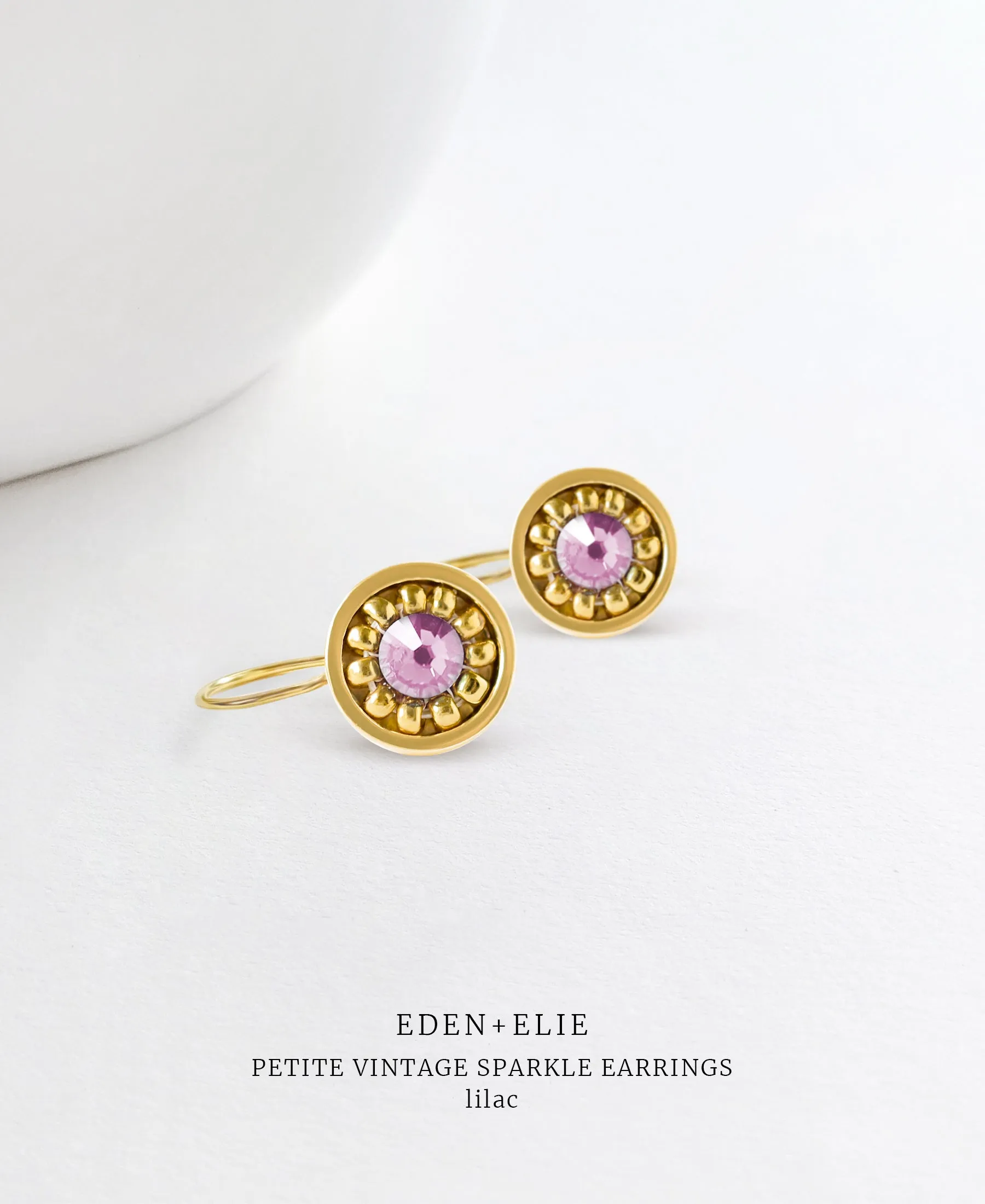 EDEN   ELIE Petite Vintage Sparkle drop earrings - Lilac Purple