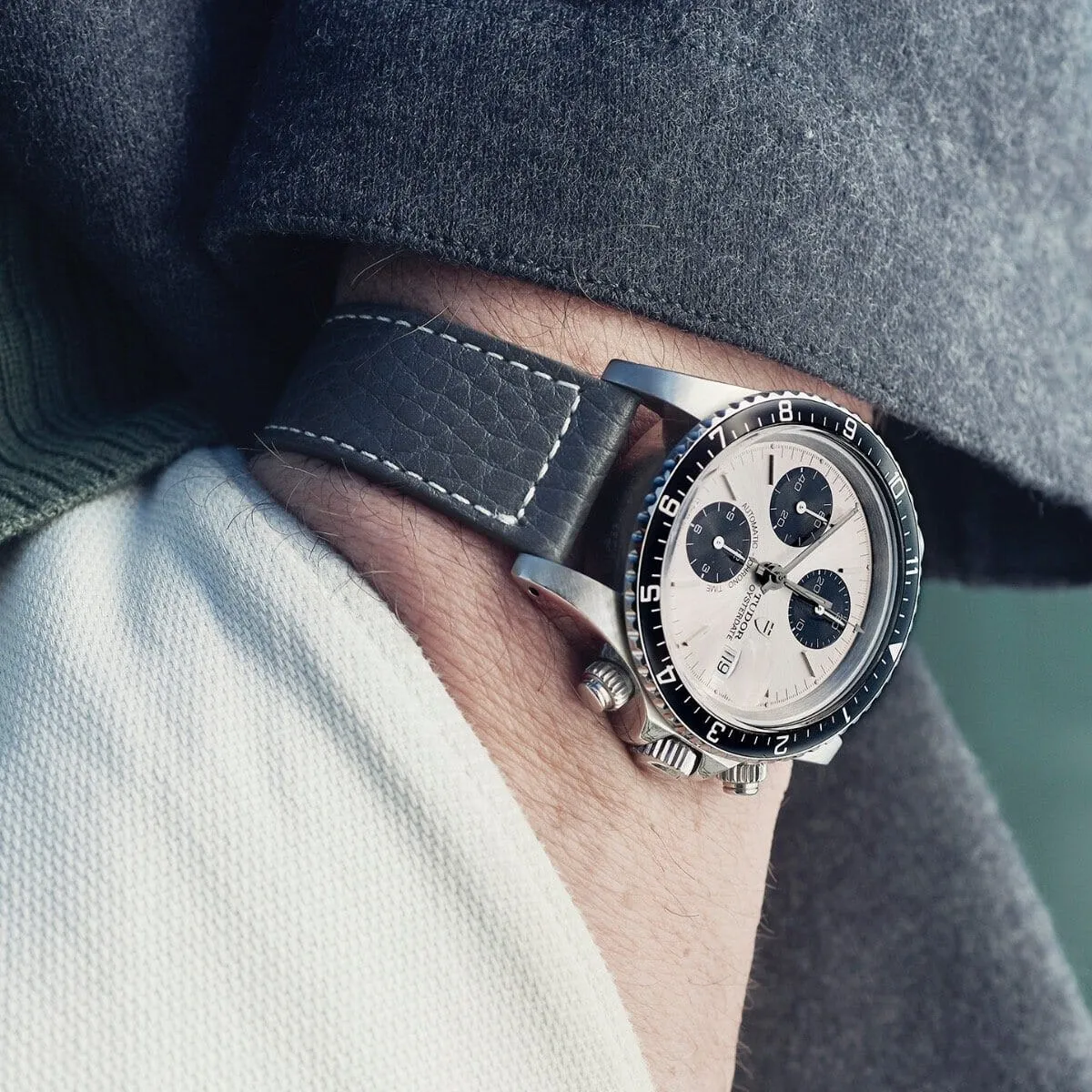 Elephant Grey Leather Watch Strap