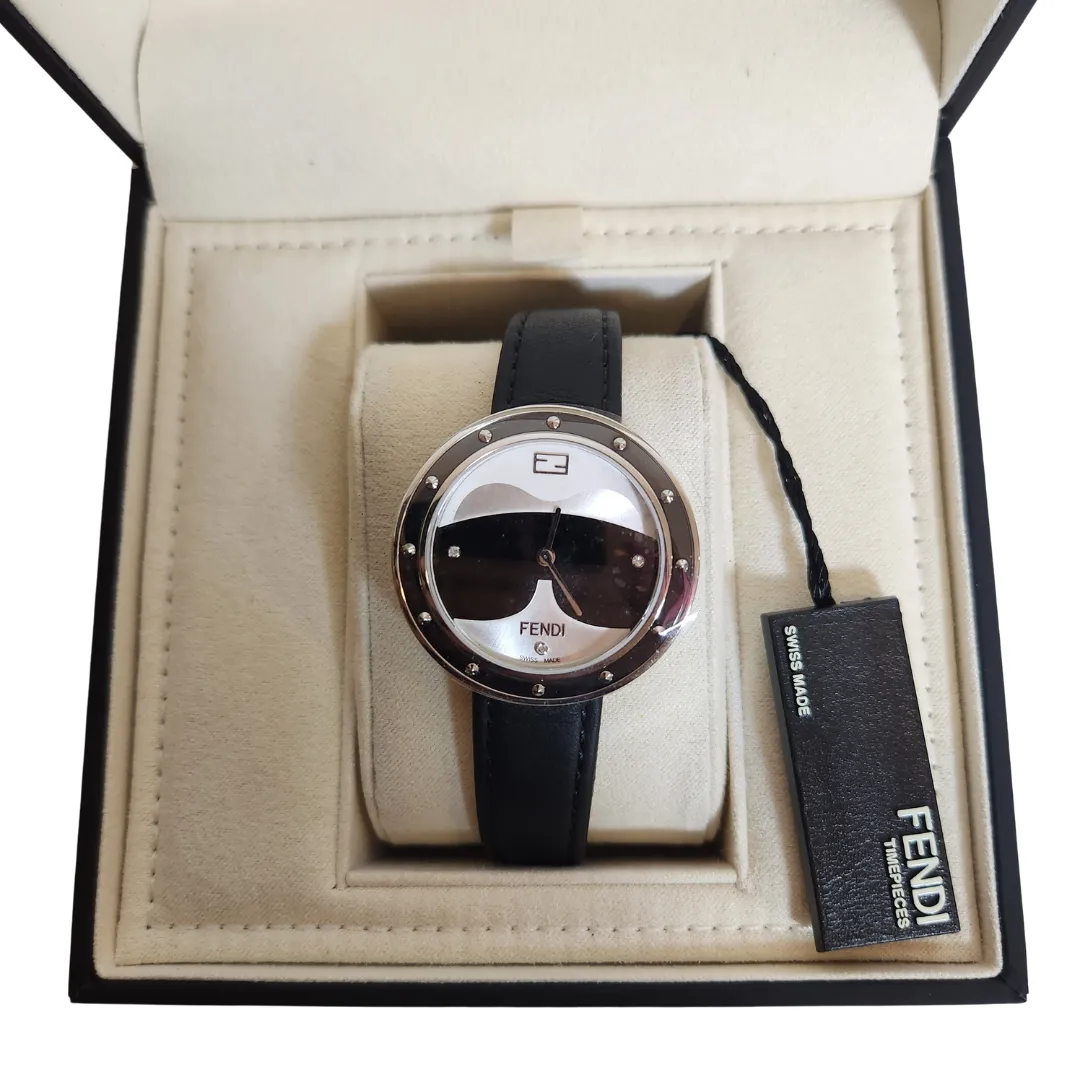 Fendi Black Leather 'My Way Karlito' Watch | Brand New |