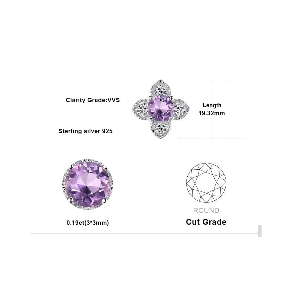 Fine Flower Amethyst Silver Stud Earrings