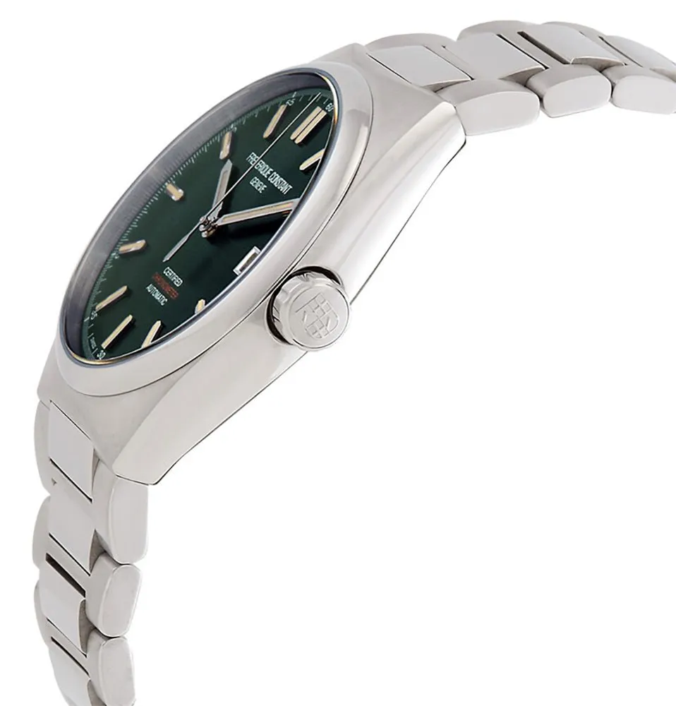 Frederique Constant Highlife COSC Automatic Stainless Steel Green Dial Interchangeable Leather Strap Date Mens Watch FC-303GRS3NH6B