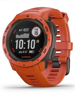 Garmin Instinct GPS Multipsort Watch - Flame Red -  Heart Rate Monitor - 100M