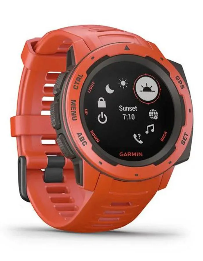 Garmin Instinct GPS Multipsort Watch - Flame Red -  Heart Rate Monitor - 100M