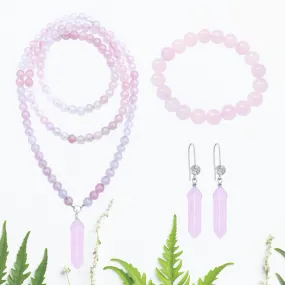 Gentle Heart Rose Quartz Jewelry Set