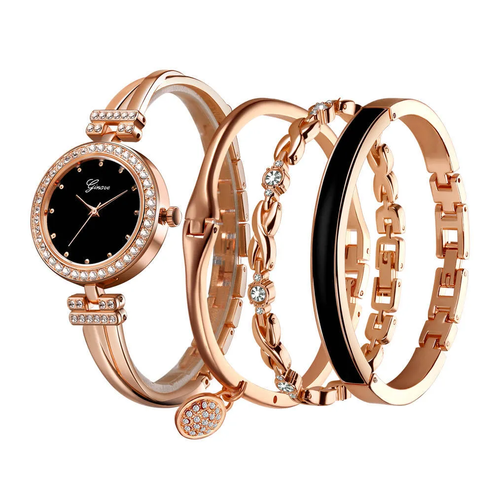 Ginave Watch Women Rose Gold Diamond Bracelet Watch Luxury Jewelry Ladies Female Girl Hour Casual Quartz Wristwatches 50pcs/lot