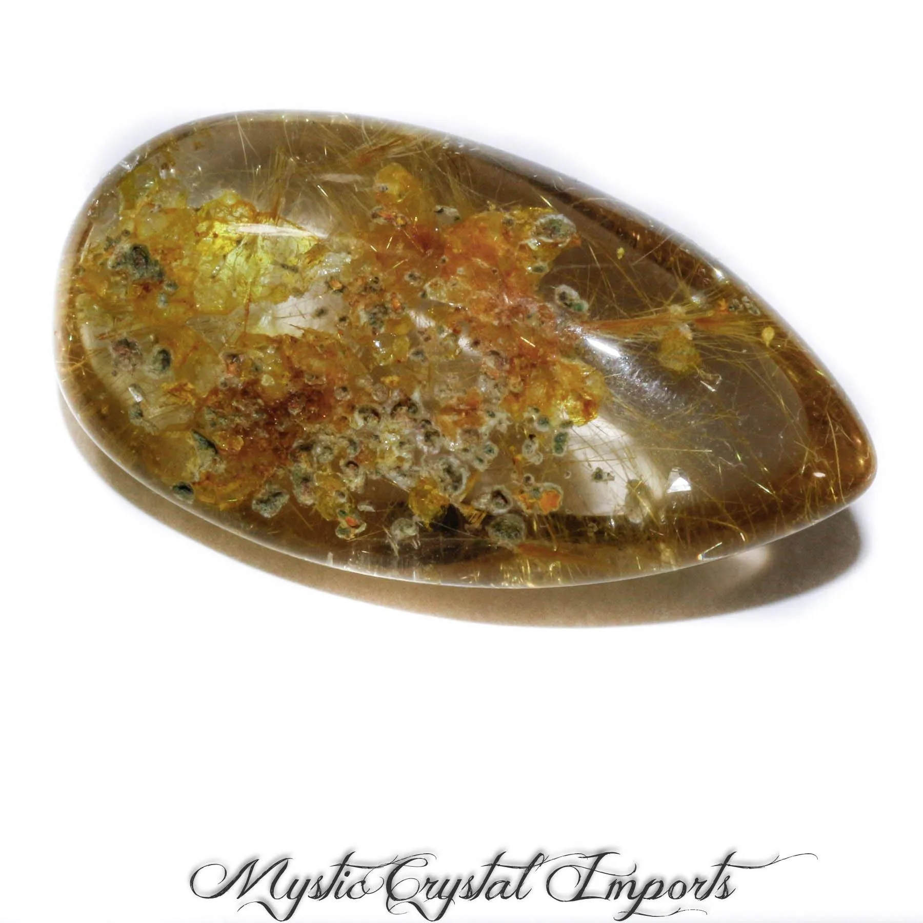 Golden  Rutilated Quartz Pocket Crystal  with Golden Inclusions- 53ct