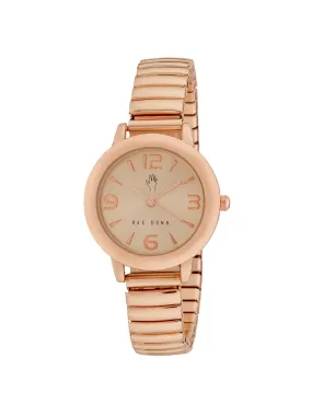 HEATHER Round Face Expandable Bracelet Watch in Rose Gold, 30mm