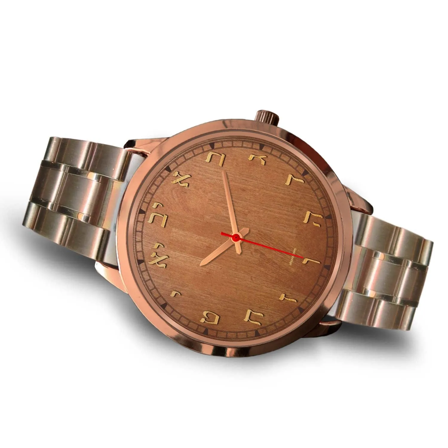 Hebrew Letters Elegant Watch Rose Gold