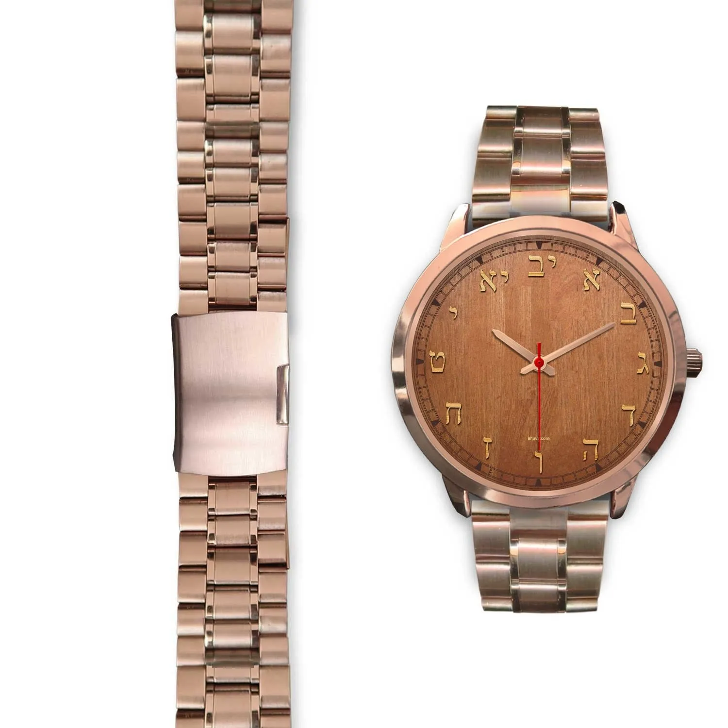 Hebrew Letters Elegant Watch Rose Gold