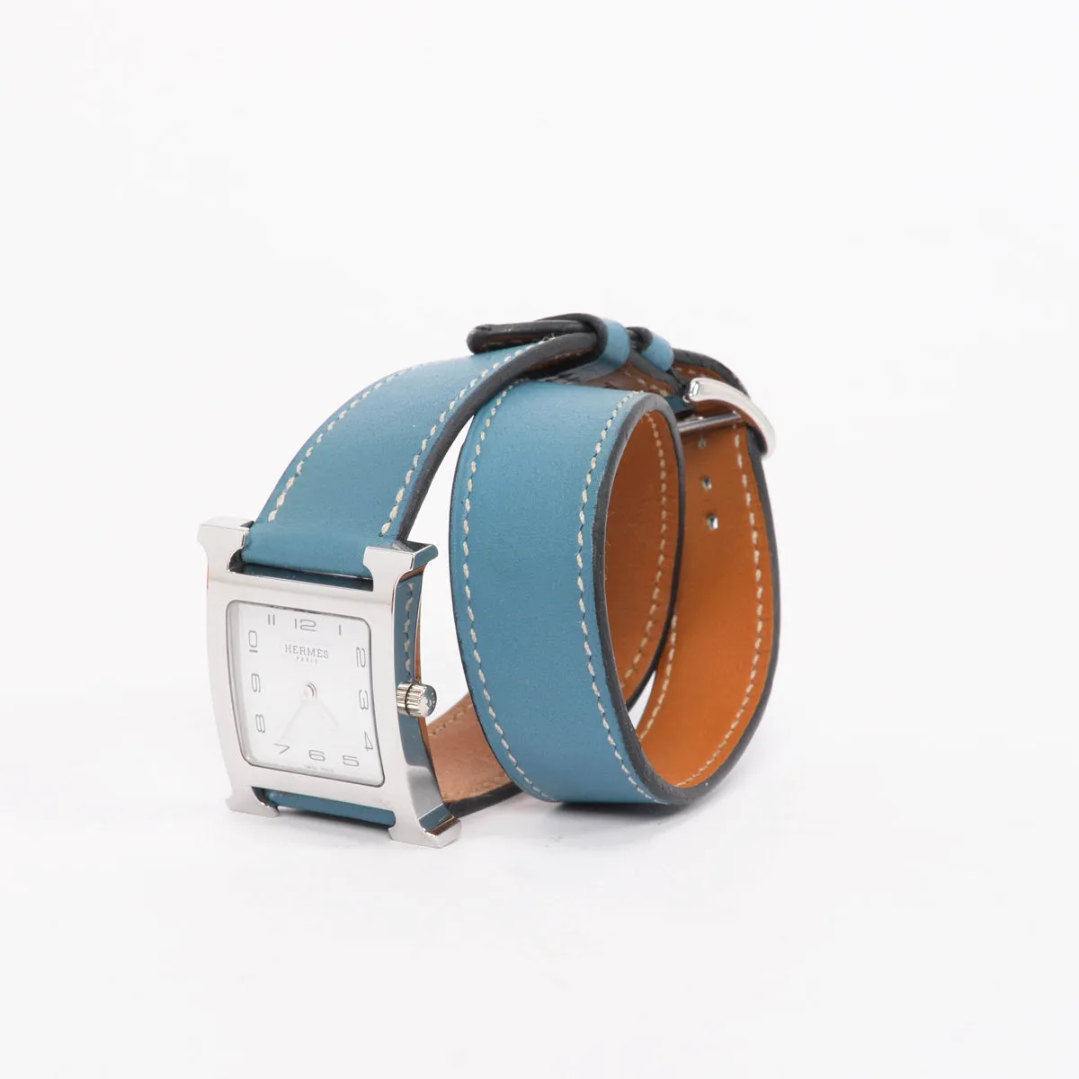 Hermes Blue Jean Swift Heure H Medium Model Watch