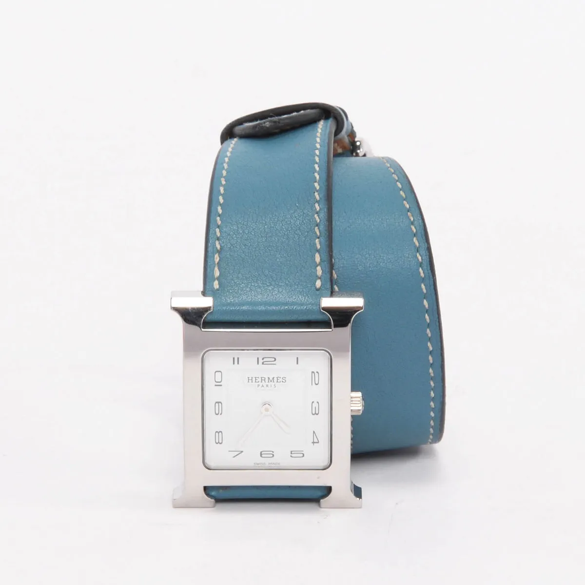 Hermes Blue Jean Swift Heure H Medium Model Watch