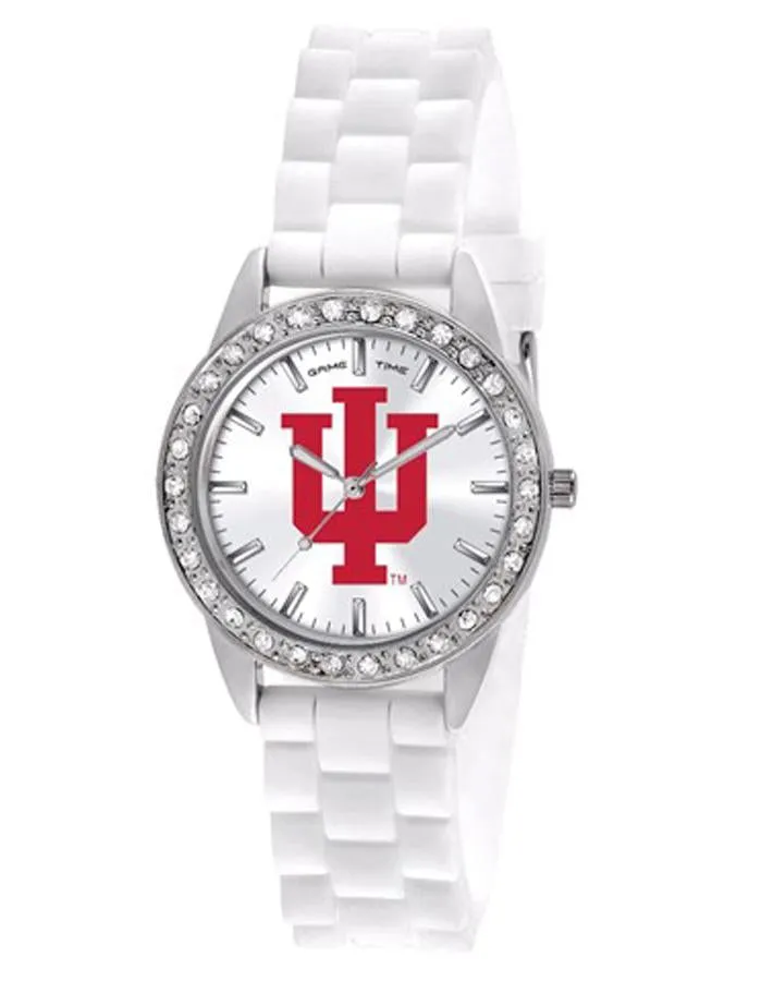 Indiana University Womens Frost Watch - Crystal Bezel - Silicone Strap