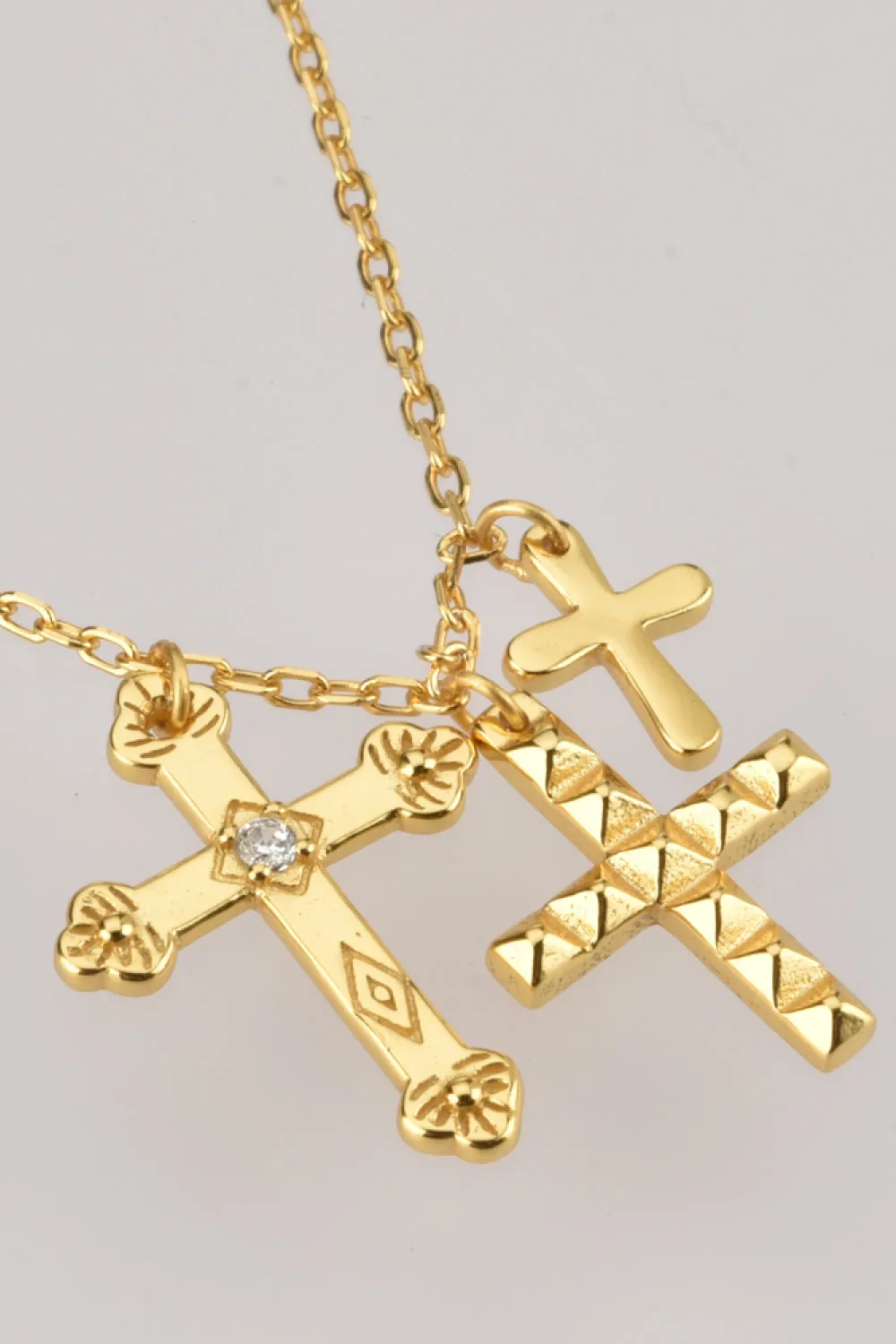 Inlaid Zircon Cross Pendant Necklace