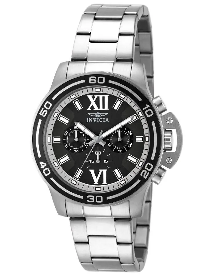 INVICTA Specialty Mens Chronograph - Black Dial - Stainless Steel - Crown Guard