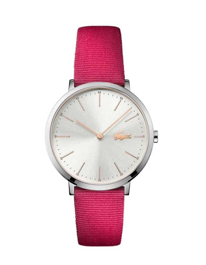 Lacoste Ladies Ultra SlimMoon Fashion Watch - Stainless Steel - Pink Nylon Strap