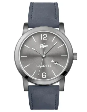 Lacoste Mens Metro Watch - Stainless Steel - Date - Gray Suede Leather Strap