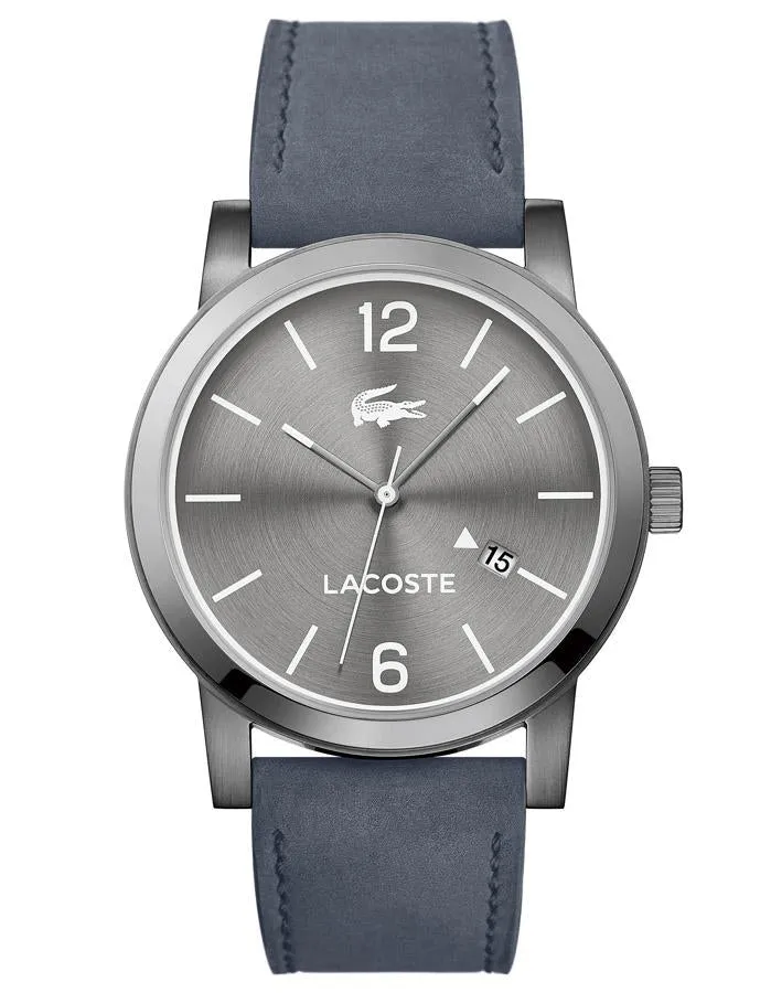 Lacoste Mens Metro Watch - Stainless Steel - Date - Gray Suede Leather Strap