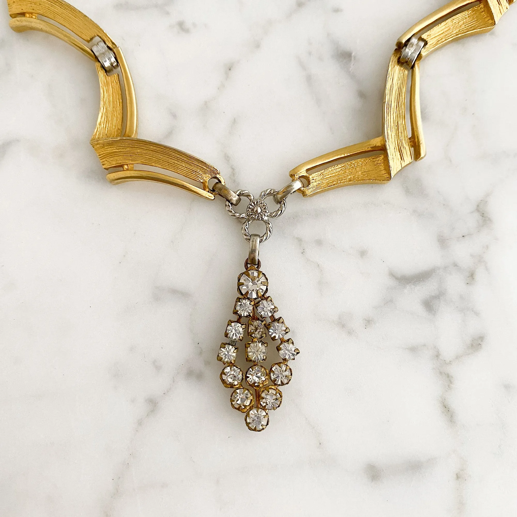 LEIGHTON gold and rhinestone necklace