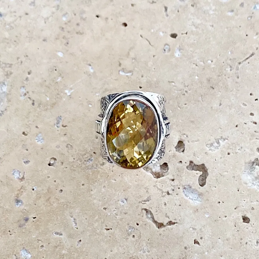 Lemon Quartz Oval Gemstone Ring - Kumari