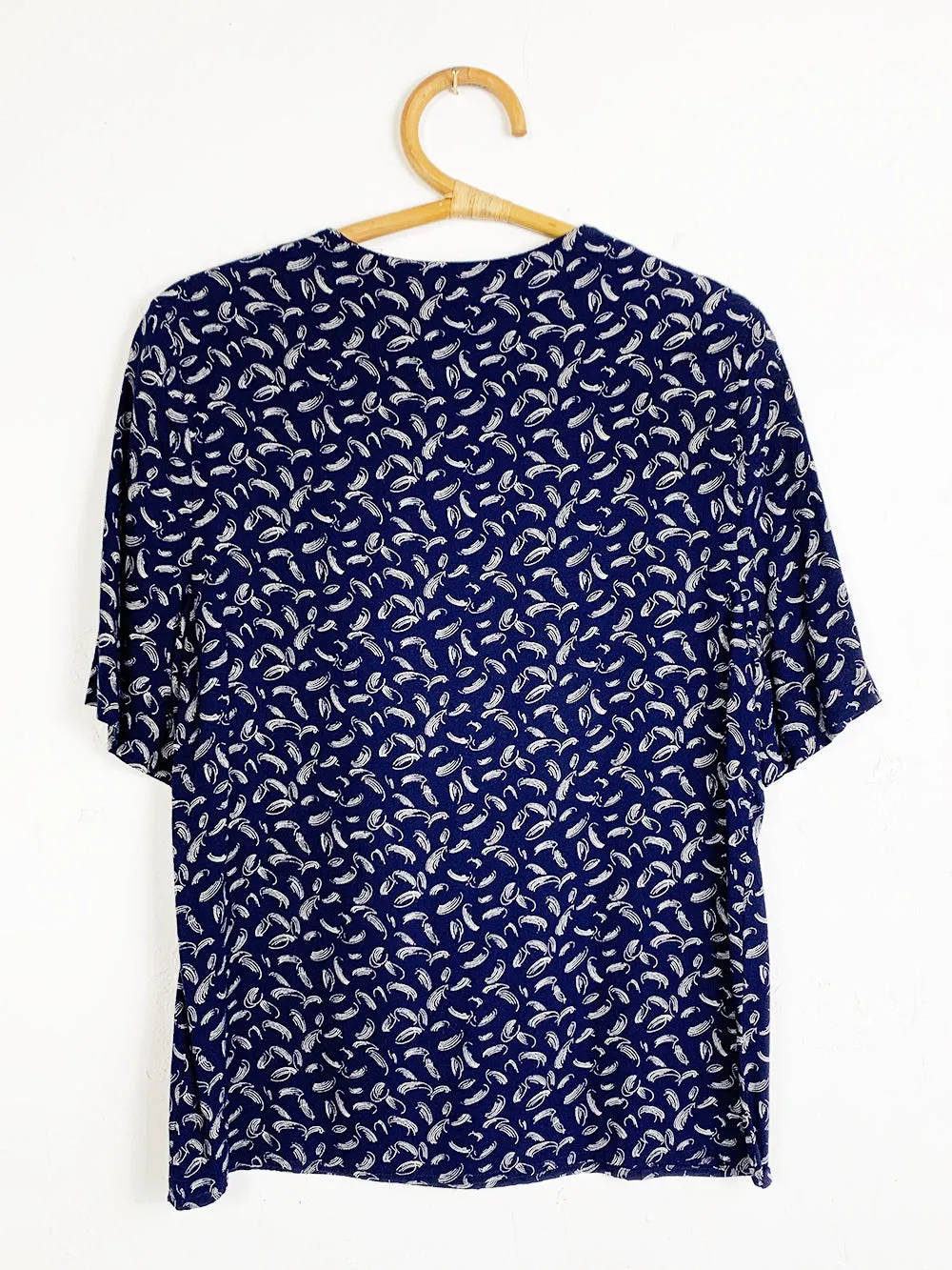 LF Navy Brush Stroke Rayon Top