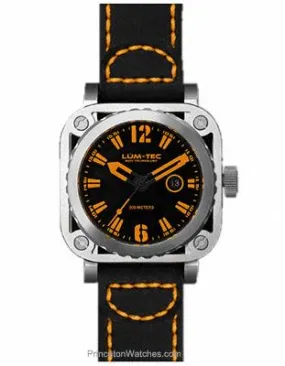 Lum-Tec G1 Mens - Stainless Steel - Orange Accents - Leather Strap - 200 Meters