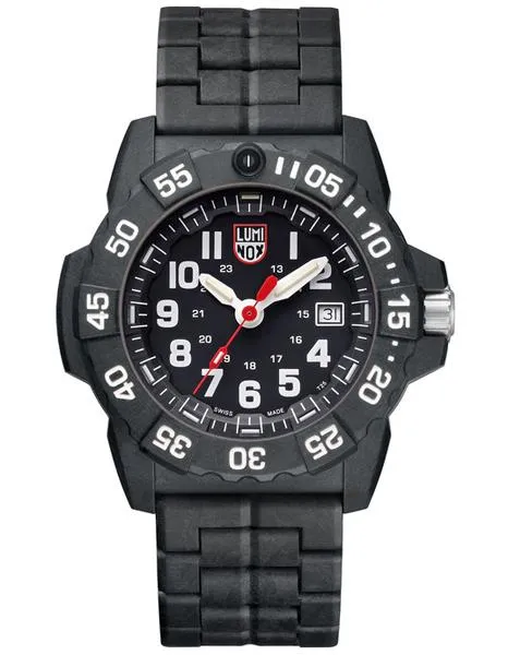 Luminox Mens Navy Seal Trident - White Accents - Carbon Link Bracelet - 200m