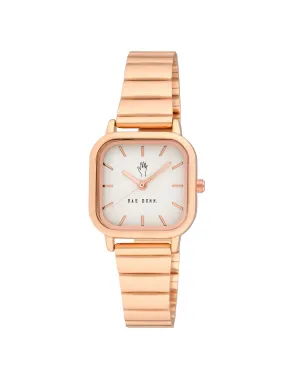 LUNA Square Face Gilded Bracelet Watch in Rose Gold, 26mm