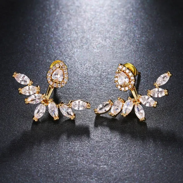 Luxury Trendy Marquise Flower Full Mirco Paved Crystal Zircon Naija Wedding Drop Earring Fashion Party Bridal Jewelry