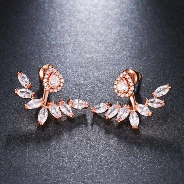 Luxury Trendy Marquise Flower Full Mirco Paved Crystal Zircon Naija Wedding Drop Earring Fashion Party Bridal Jewelry