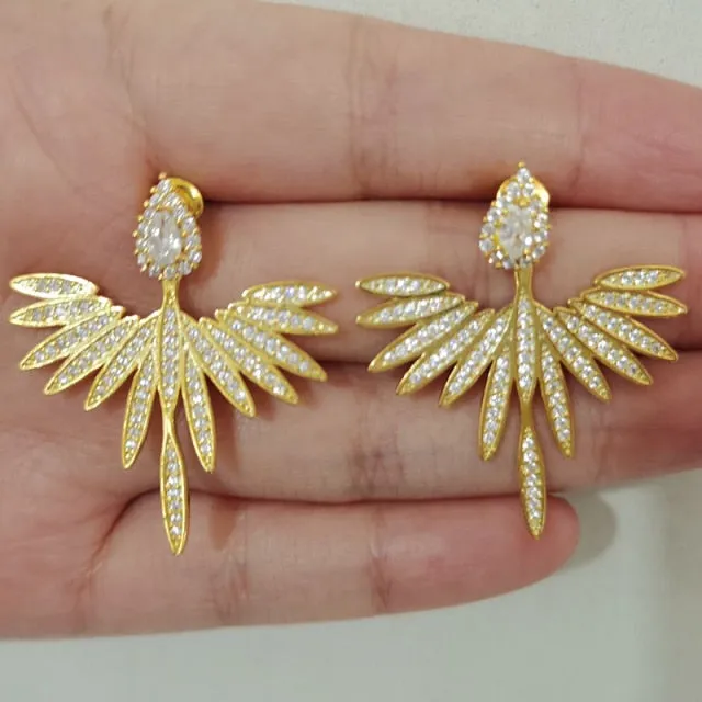 Luxury Trendy Marquise Flower Full Mirco Paved Crystal Zircon Naija Wedding Drop Earring Fashion Party Bridal Jewelry