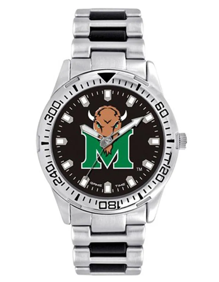 Marshall University Logo Mens Heavy Hitter Watch - Black Dial - Bracelet