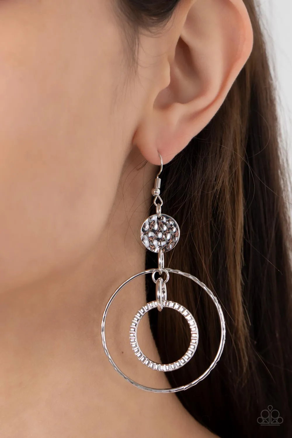 Mechanical Mecca - Silver Paparazzi Earrings