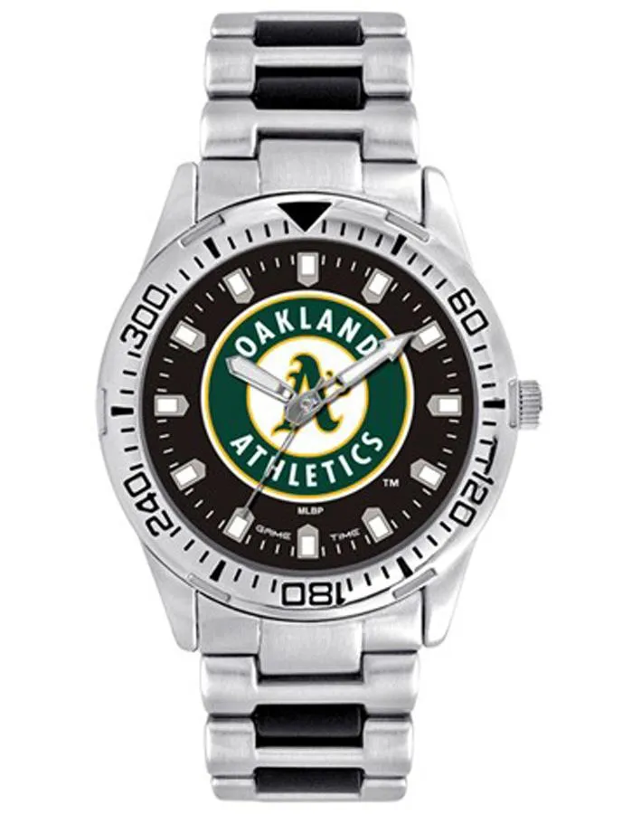 MLB Mens Oakland A's Heavy Hitter Watch - Bracelet Strap - Color Logo