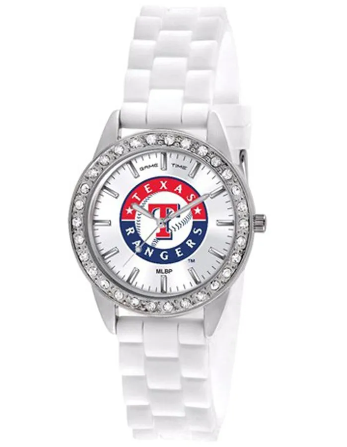 MLB Womens Texas Rangers Frost Watch - Crystal Bezel - Silicone Strap