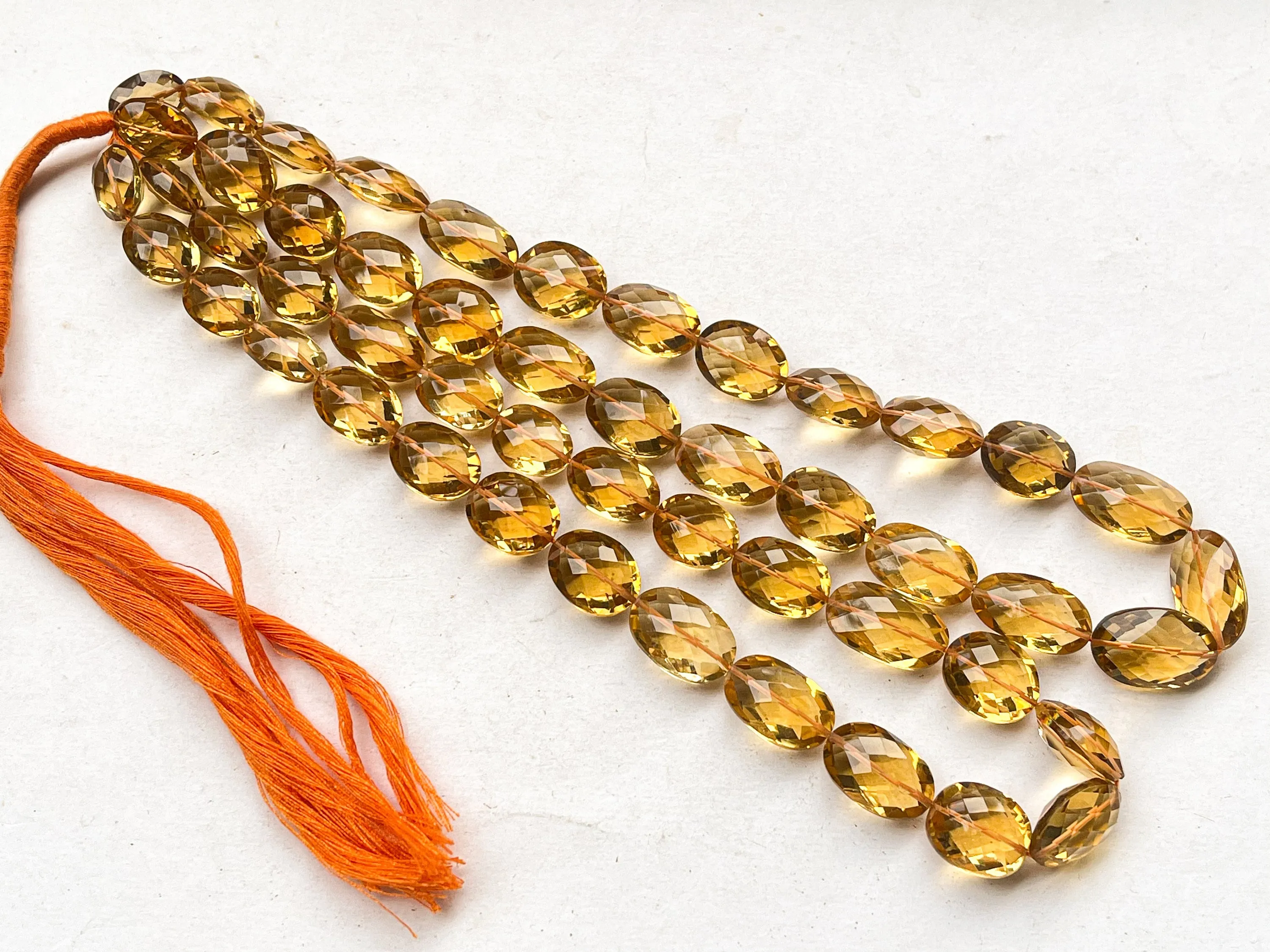 Natural Honey Quartz faceted oval shape beads