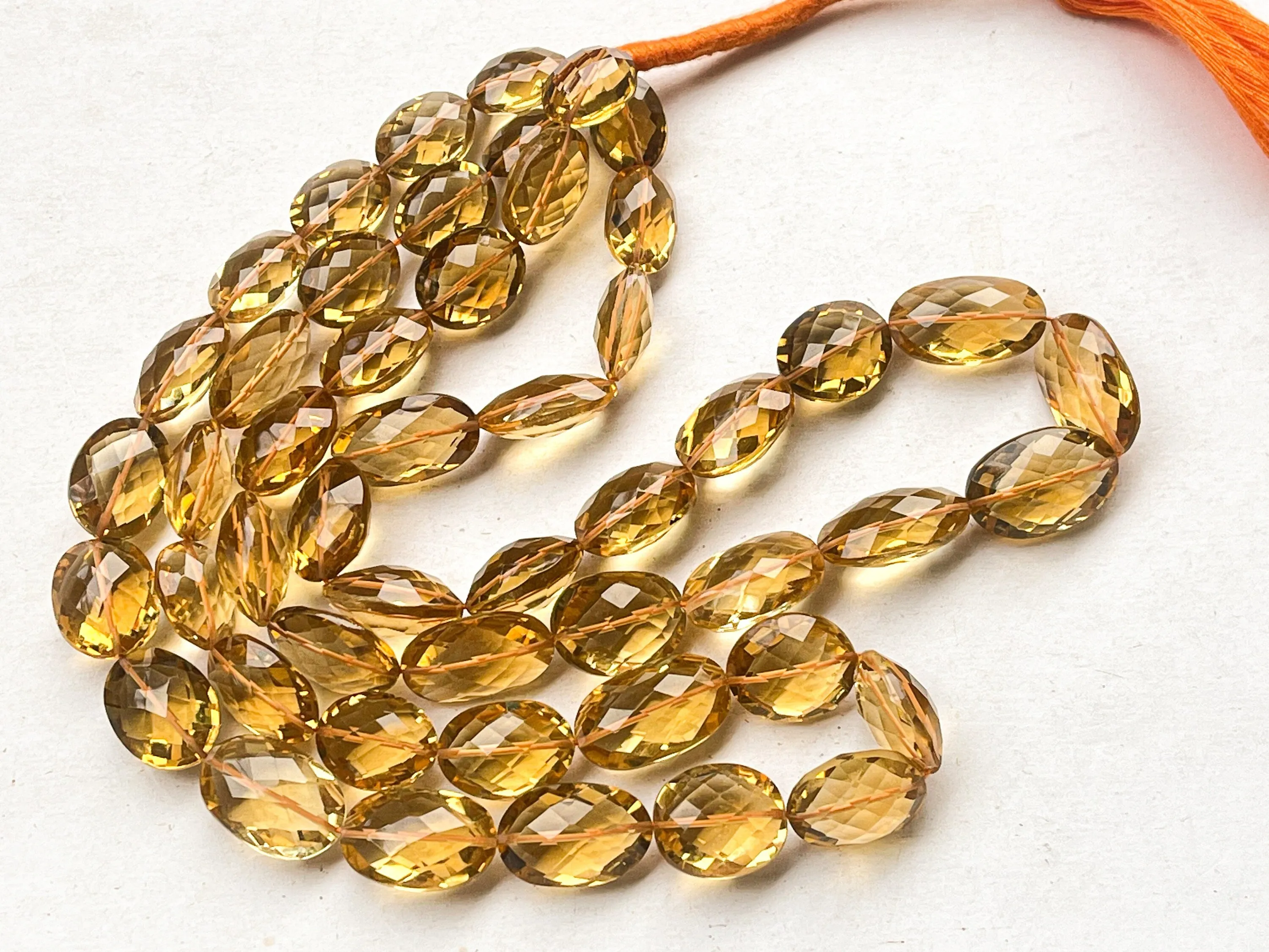 Natural Honey Quartz faceted oval shape beads