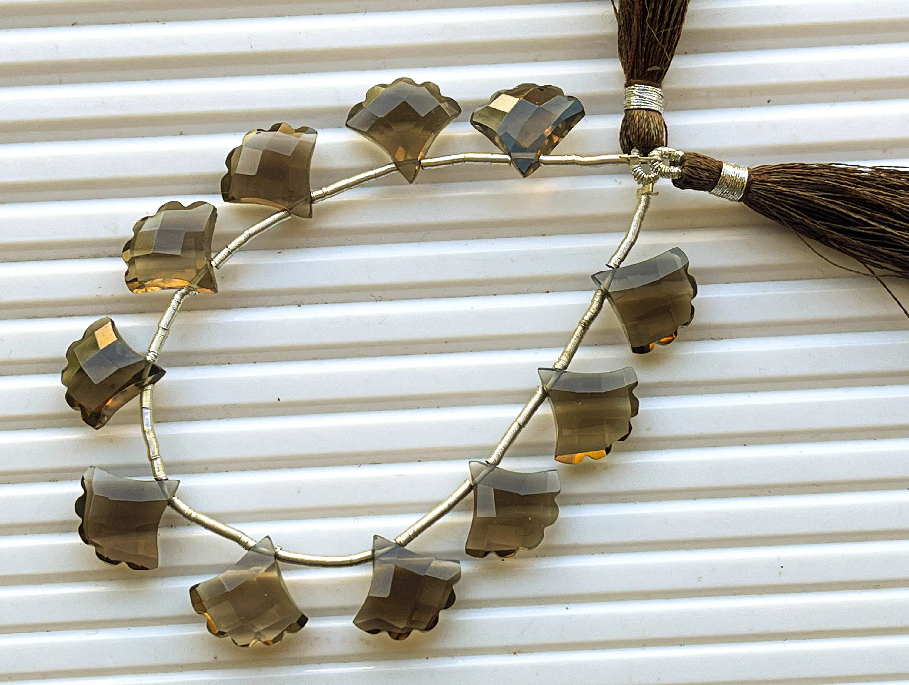 Natural Smoky Quartz Tree Shape Briolette Beads