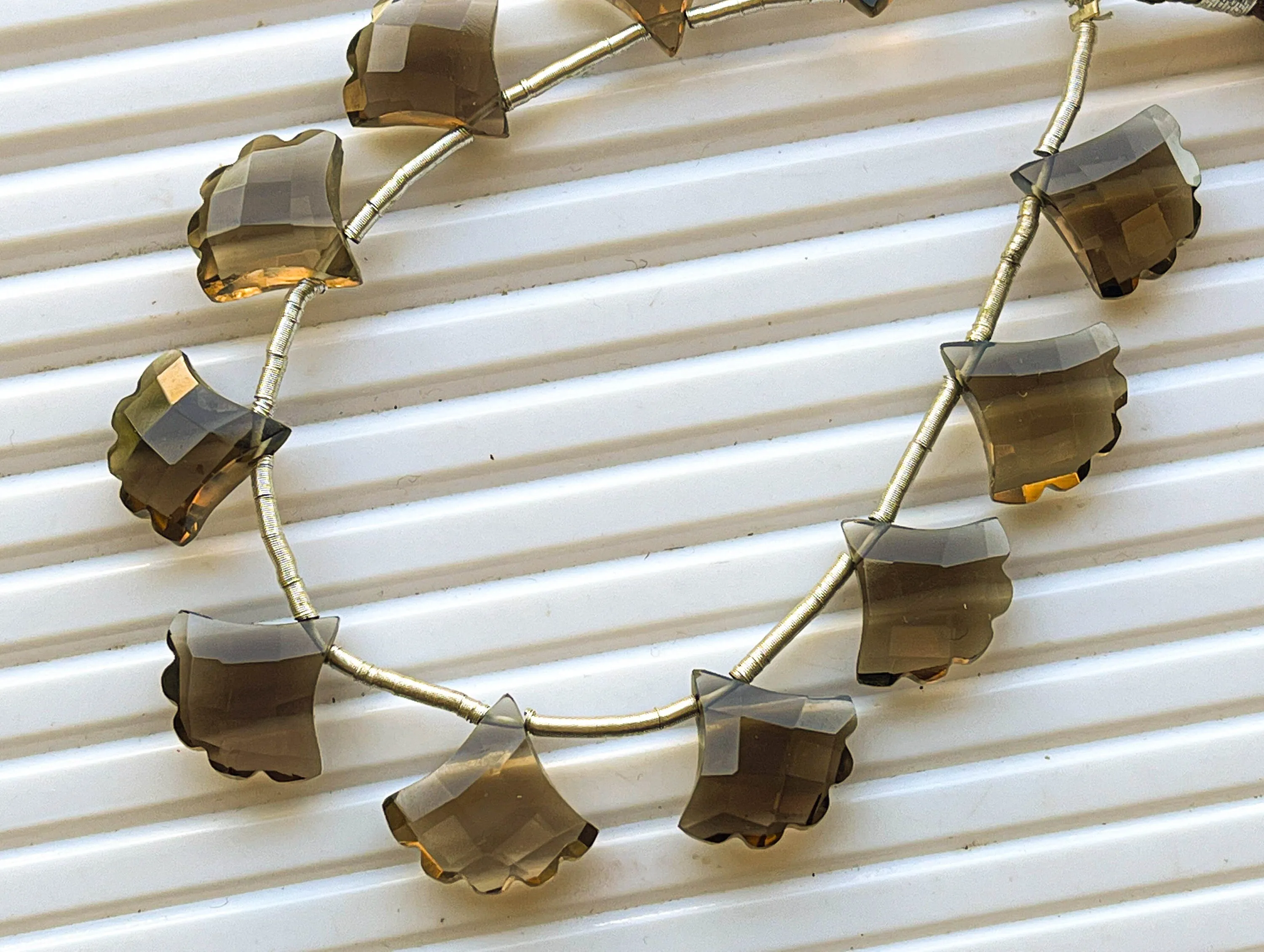 Natural Smoky Quartz Tree Shape Briolette Beads