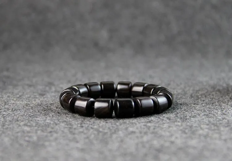 Natural Tubular Ebony Prayer Beads Bracelet