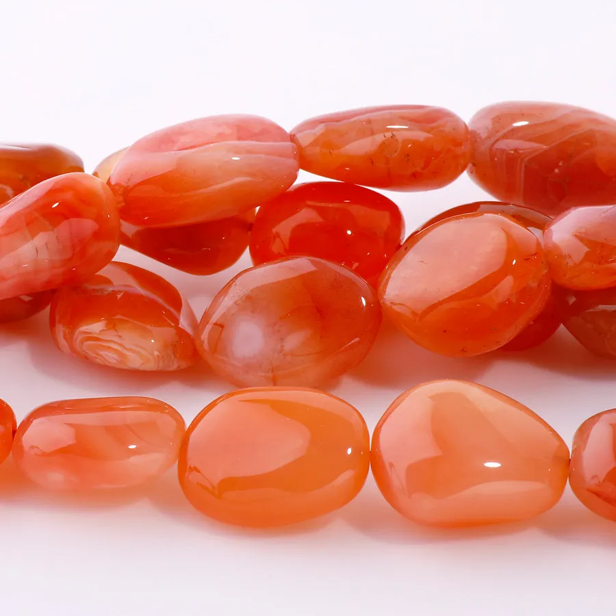 Orange Chalcedony Tumbled 14x15-15x25mm Nugget - 15-16 Inch