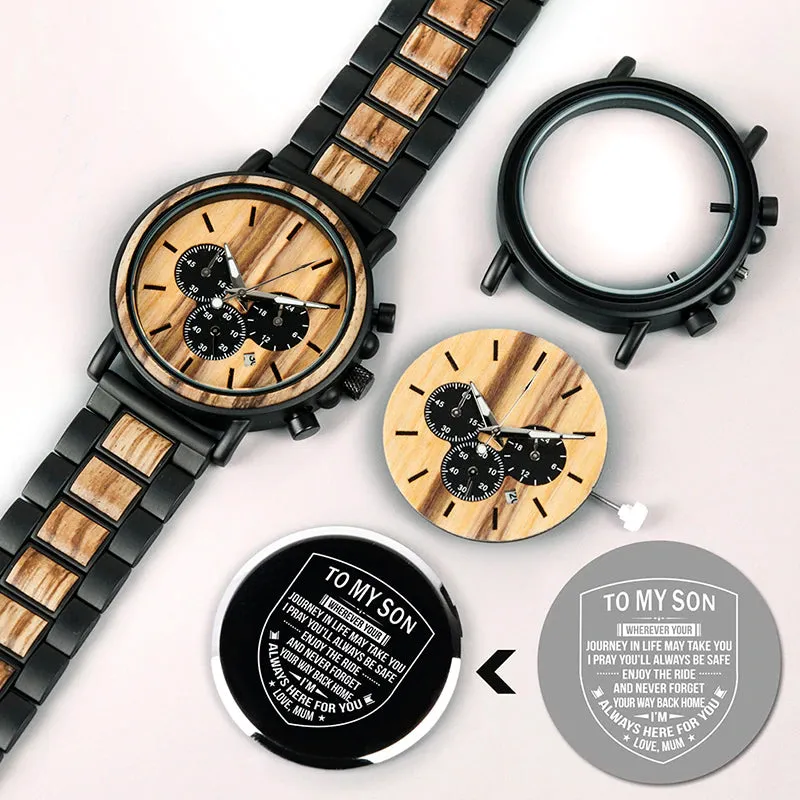 Personalised Chronograph Wooden Watch