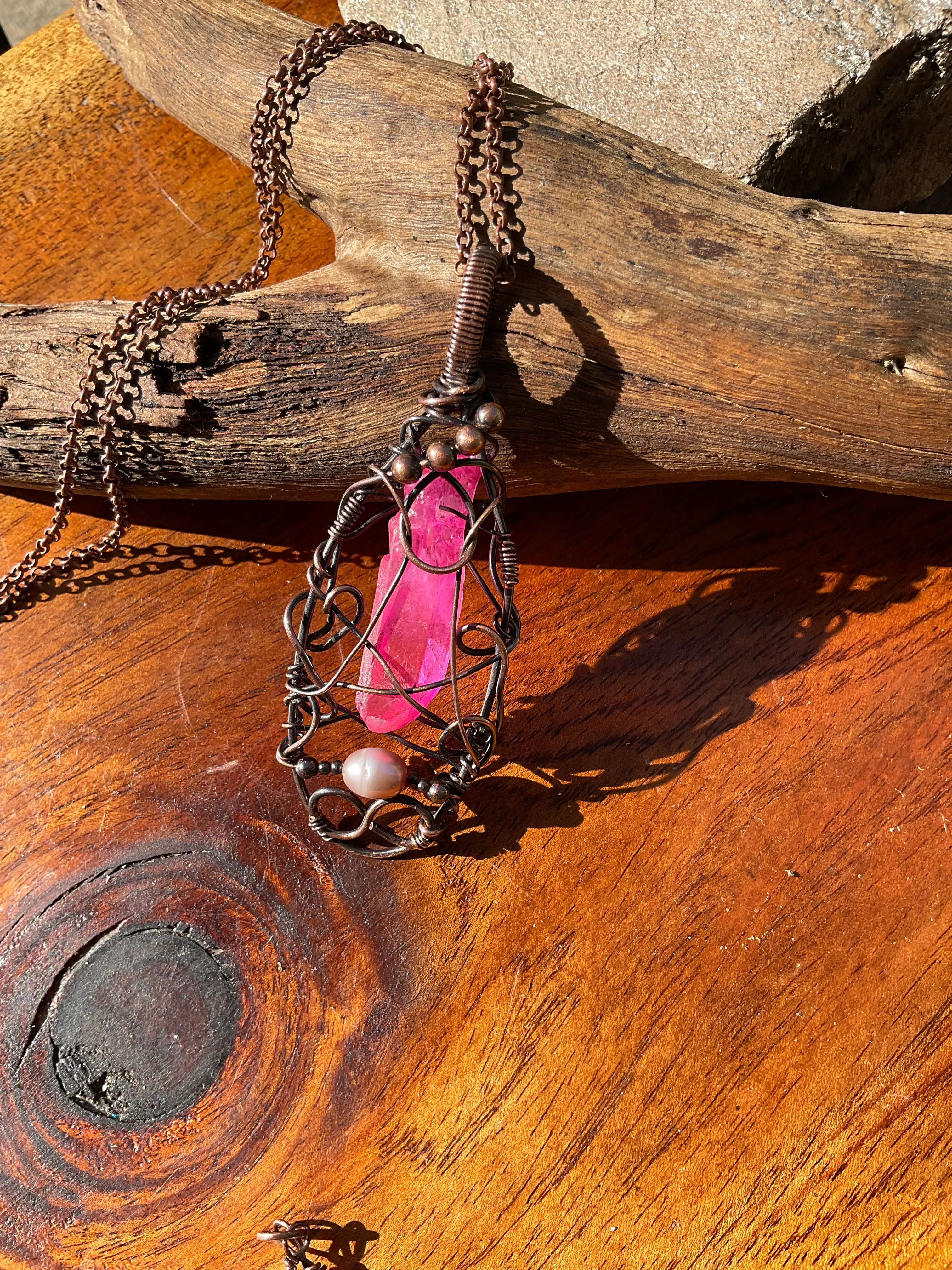 Pink Aura Quartz Pendant